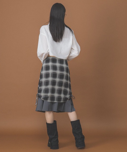 3.3 Field Trip (3.3フィールドトリップ)の「3.3 Field Trip/レイヤードプリーツミディスカート(スカート・レディース・グレー/ブラウン・SMALL/MEDIUM)」の6枚目の写真