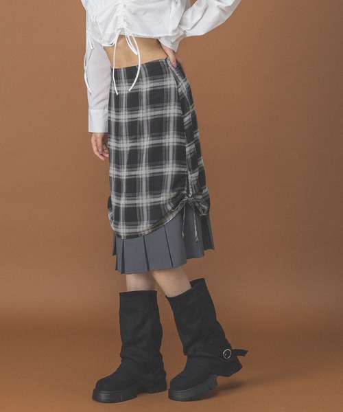 3.3 Field Trip (3.3フィールドトリップ)の「3.3 Field Trip/レイヤードプリーツミディスカート(スカート・レディース・グレー/ブラウン・SMALL/MEDIUM)」の8枚目の写真
