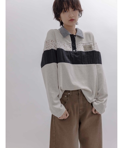 新品　今季　エイミーロウ　Eimee Law コットンベロアポロラガートップス コットンベロアポロラガートップス Eimee Law│Eimee Law & LHELBIE