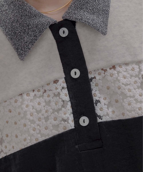 コットンベロアポロラガートップス（ポロシャツ）｜Eimee Law