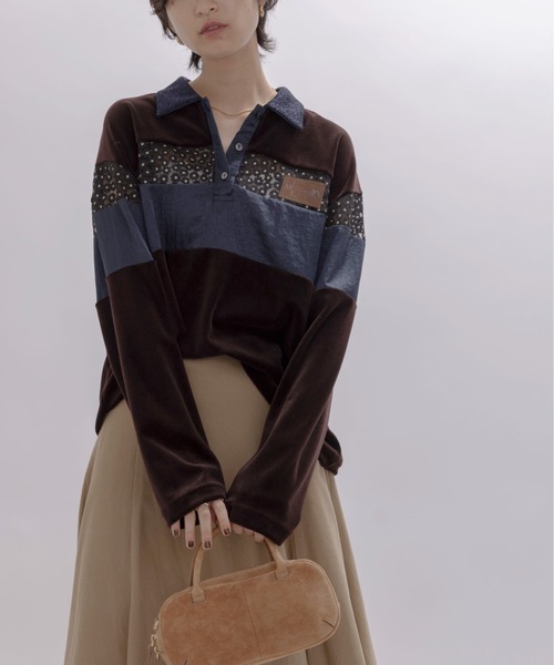 コットンベロアポロラガートップス（ポロシャツ）｜Eimee Law