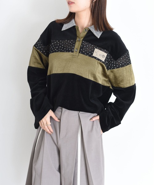 コットンベロアポロラガートップス（ポロシャツ）｜Eimee Law