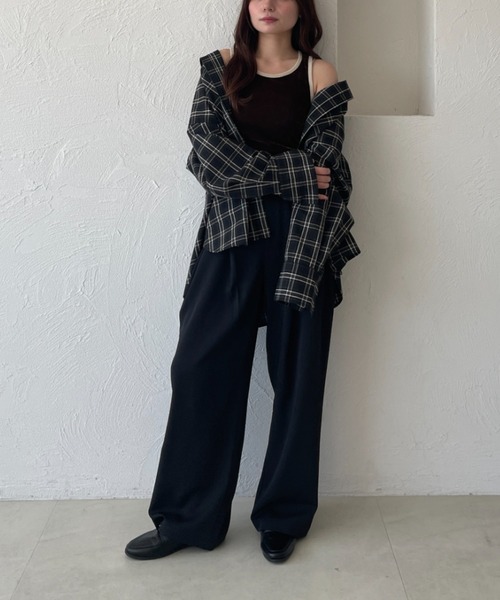 raffime（ラフィミー）の「オーバーサイズチェックシャツ（シャツ/ブラウス・レディース・ダークブラウン/ブラック・フリー）」の14枚目の写真