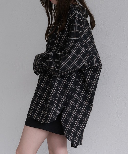 セール】オーバーサイズチェックシャツ（シャツ/ブラウス）｜raffime