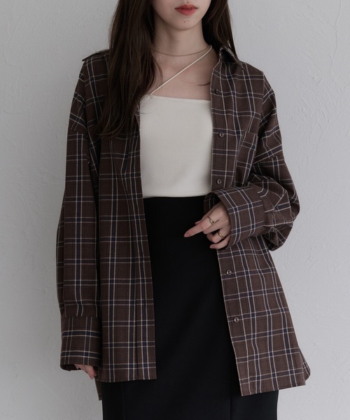raffime（ラフィミー）の「オーバーサイズチェックシャツ（シャツ/ブラウス・レディース・ダークブラウン/ブラック・フリー）」の8枚目の写真
