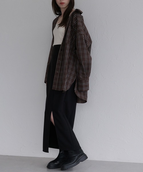 raffime（ラフィミー）の「オーバーサイズチェックシャツ（シャツ/ブラウス・レディース・ダークブラウン/ブラック・フリー）」の9枚目の写真