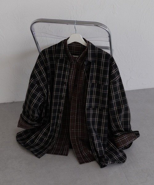 raffime（ラフィミー）の「オーバーサイズチェックシャツ（シャツ/ブラウス・レディース・ダークブラウン/ブラック・フリー）」の11枚目の写真