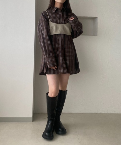 raffime（ラフィミー）の「オーバーサイズチェックシャツ（シャツ/ブラウス・レディース・ダークブラウン/ブラック・フリー）」の17枚目の写真