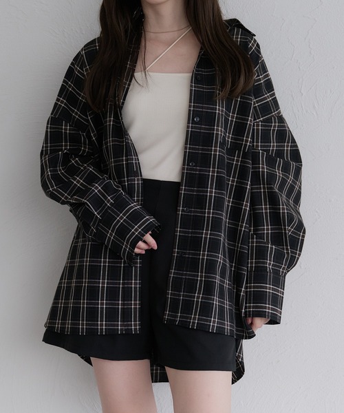 セール】オーバーサイズチェックシャツ（シャツ/ブラウス）｜raffime