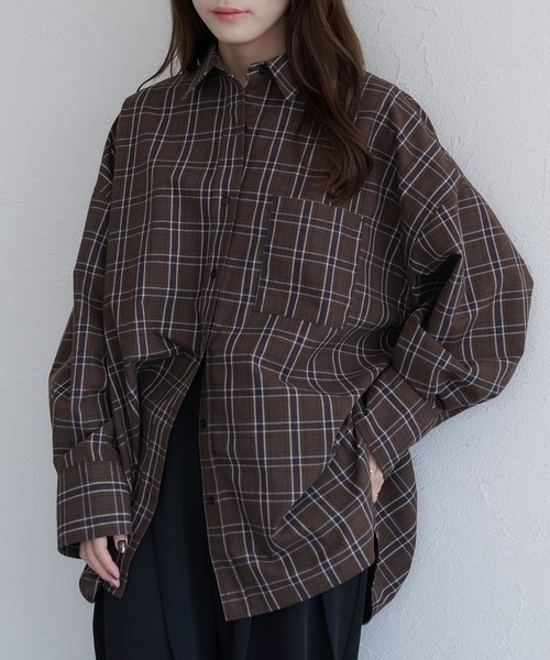 オーバーサイズチェックシャツ（シャツ/ブラウス）｜raffime