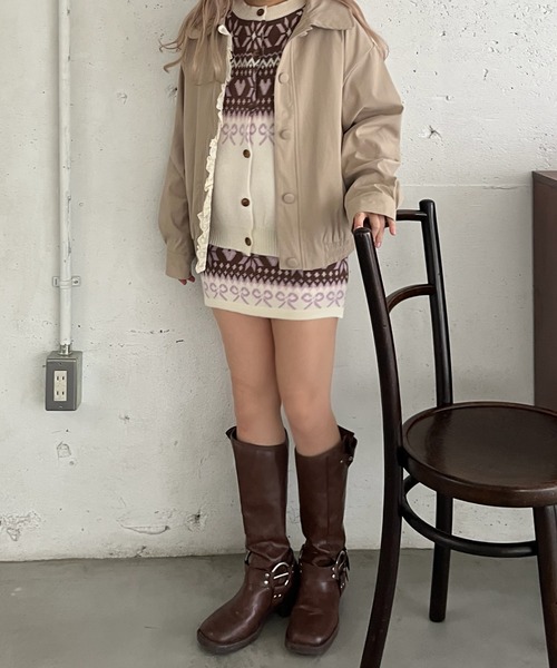 MORE self LOVE(モアセルフラブ)の「ガーリーノルディックニットSETUP(セットアップ・レディース・ホワイト/ブラウン/ピンク/レッド・FREE)」の18枚目の写真