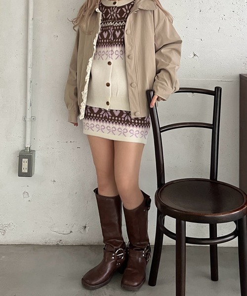 MORE self LOVE(モアセルフラブ)の「ガーリーノルディックニットSETUP(セットアップ・レディース・ホワイト/ブラウン/ピンク/レッド・FREE)」の10枚目の写真