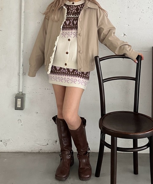 MORE self LOVE(モアセルフラブ)の「ガーリーノルディックニットSETUP(セットアップ・レディース・ホワイト/ブラウン/ピンク/レッド・FREE)」の11枚目の写真