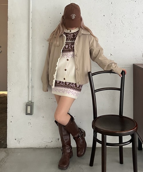 MORE self LOVE(モアセルフラブ)の「ガーリーノルディックニットSETUP(セットアップ・レディース・ホワイト/ブラウン/ピンク/レッド・FREE)」の12枚目の写真