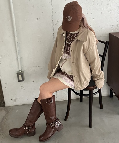 MORE self LOVE(モアセルフラブ)の「ガーリーノルディックニットSETUP(セットアップ・レディース・ホワイト/ブラウン/ピンク/レッド・FREE)」の14枚目の写真