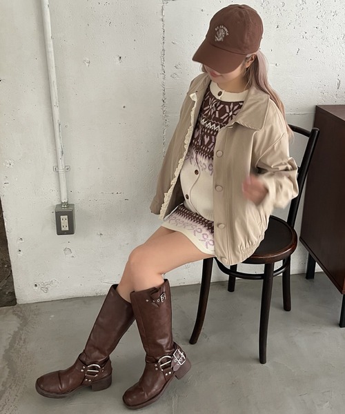 MORE self LOVE(モアセルフラブ)の「ガーリーノルディックニットSETUP(セットアップ・レディース・ホワイト/ブラウン/ピンク/レッド・FREE)」の15枚目の写真