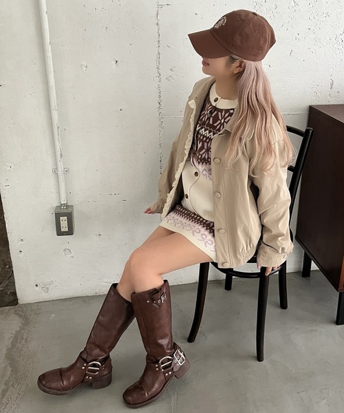 MORE self LOVE(モアセルフラブ)の「ガーリーノルディックニットSETUP(セットアップ・レディース・ホワイト/ブラウン/ピンク/レッド・FREE)」の16枚目の写真
