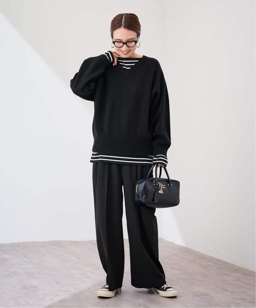 FRAMeWORK（フレームワーク）の「ショルダースナップボーダーTee（Tシャツ/カットソー・レディース・ベージュ/ブラック・FREE）」の13枚目の写真