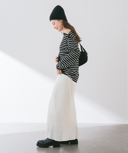 FRAMeWORK（フレームワーク）の「ショルダースナップボーダーTee（Tシャツ/カットソー・レディース・ベージュ/ブラック・FREE）」の9枚目の写真