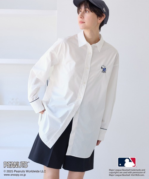 MLB（メジャーリーグベースボール）の「【PEANUTS×MLB COLLECTION by ROPE' PICNIC】オーバーサイズシャツ（シャツ/ブラウス・レディース・オフホワイト/ホワイト/ダークブラウン・FREE）」の2枚目の写真