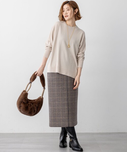 セール】【見上愛さん着用】ボンディングチェックツイード Iライン