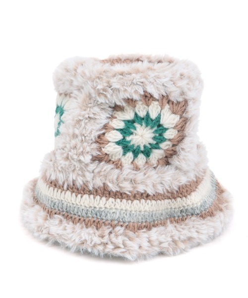 チチカカ（チチカカ）の「Rico クロシェふわふわバケットハット（ハット・レディース・ベージュ/ブラック・FREE）」の7枚目の写真