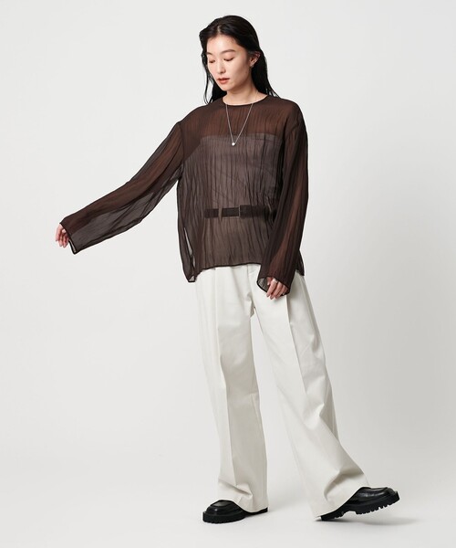 MARW UNITED ARROWS（マルゥ ユナイテッドアローズ）の「＜MARW UNITED ARROWS＞ワッシャー シアー ブラウス（シャツ/ブラウス・レディース・ブラック/ダークブラウン・FREE）」の10枚目の写真