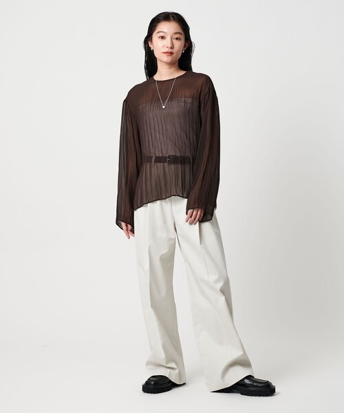MARW UNITED ARROWS（マルゥ ユナイテッドアローズ）の「＜MARW UNITED ARROWS＞ワッシャー シアー ブラウス（シャツ/ブラウス・レディース・ブラック/ダークブラウン・FREE）」の11枚目の写真