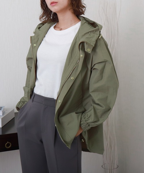 libelle more(リベル モア)の「【NC撥水加工】裾ドロストミドル丈マウンテンパーカー(マウンテンパーカー・レディース・グレイッシュベージュ/モカ/カーキ/ブラック/ネイビー・M)」の5枚目の写真