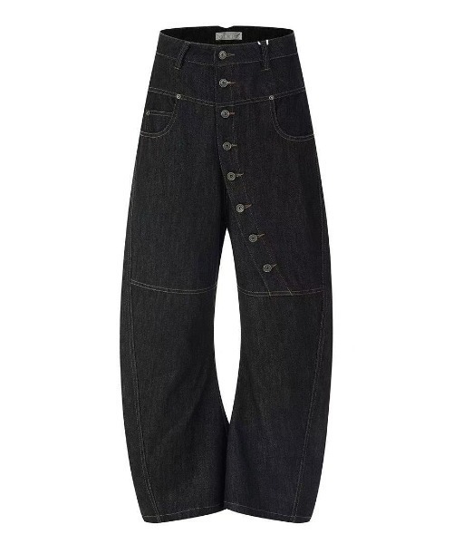 FreeZone（フリーゾーン）の「アシンメトリーボタン ワイドレッグデニムパンツ（デニムパンツ・メンズ・ダークブルー・S/M/L）」の20枚目の写真