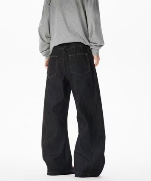 FreeZone（フリーゾーン）の「アシンメトリーボタン ワイドレッグデニムパンツ（デニムパンツ・メンズ・ダークブルー・S/M/L）」の22枚目の写真