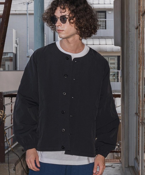 CAMBIO（カンビオ）の「mj11108- ドローコード付きノーカラーカーデジャケット(HLCM0202)（ノーカラージャケット・メンズ・ネイビー/ブラック/カーキ・S/M/L）」の2枚目の写真