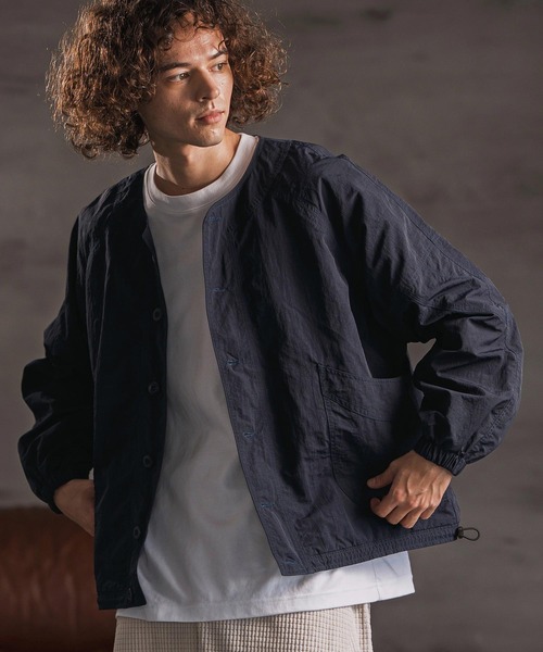 mj11108- ドローコード付きノーカラーカーデジャケット(HLCM0202