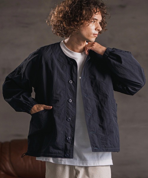 mj11108- ドローコード付きノーカラーカーデジャケット(HLCM0202