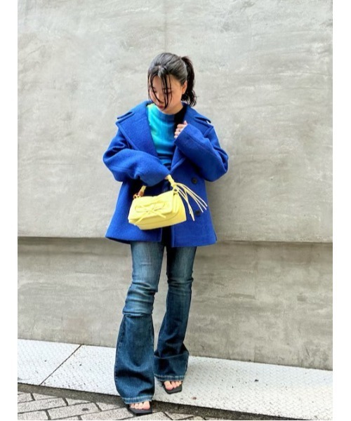 セール】ショートパイルダブルボタンショートコート（ピーコート