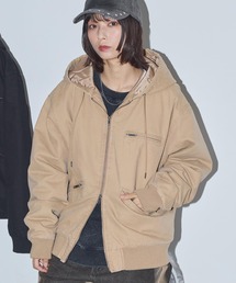 Anchor Smith（アンカー スミス）の「ヴィンテージ加工パッチワークロゴダブルジップアップフードダックジャケット（ブルゾン）」