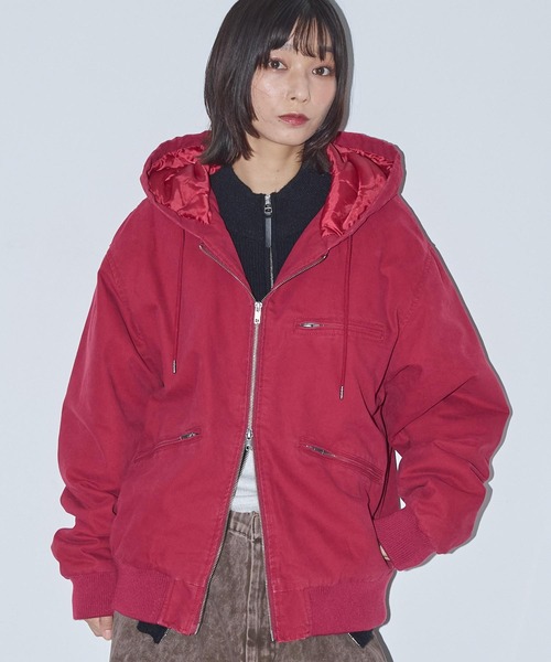 セール】ヴィンテージ加工パッチワークロゴダブルジップアップフード