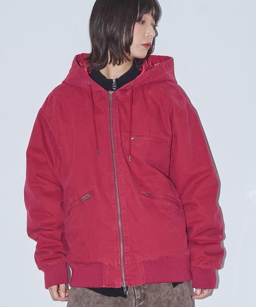 セール】ヴィンテージ加工パッチワークロゴダブルジップアップフード