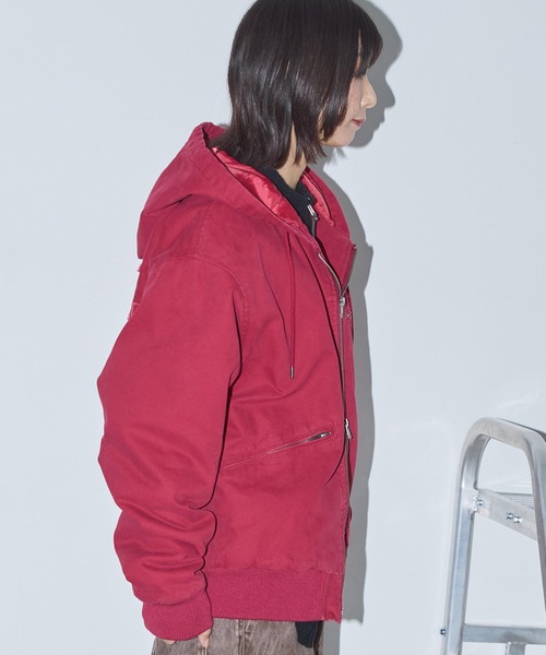 Anchor Smith（アンカー スミス）の「ヴィンテージ加工パッチワークロゴダブルジップアップフードダックジャケット（ブルゾン・レディース・ブラウン/ブラック/ワイン・M/L）」の16枚目の写真