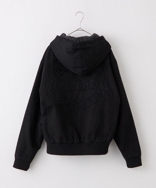 セール】ヴィンテージ加工パッチワークロゴダブルジップアップフード