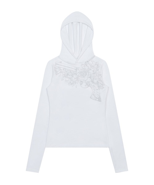 LUVISTRUE(ラヴイズトゥルー)の「GT 007 HOODED T-SHIRT(Tシャツ/カットソー・レディース・ホワイト/ブラック・FREE)」の15枚目の写真