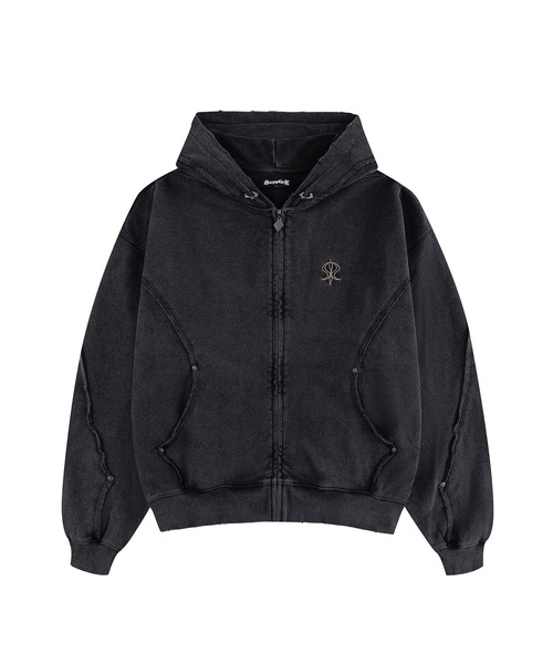 SUPPLIER(サプライヤー)の「ジップフーディ|SWITCHING PIERCED ZIP HOODIE V2|SUPPLIER(パーカー・メンズ・ブラック/グレー・LARGE/MEDIUM/SMALL/X-LARGE)」の2枚目の写真