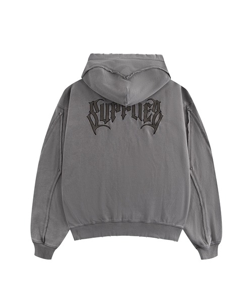 SUPPLIER(サプライヤー)の「ジップフーディ|SWITCHING PIERCED ZIP HOODIE V2|SUPPLIER(パーカー・メンズ・ブラック/グレー・LARGE/MEDIUM/SMALL/X-LARGE)」の10枚目の写真