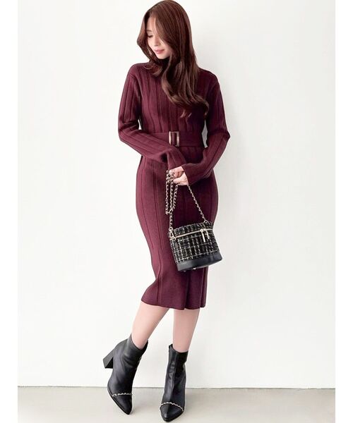 セール】【WEB限定】ワイドリブニットワンピース（ワンピース