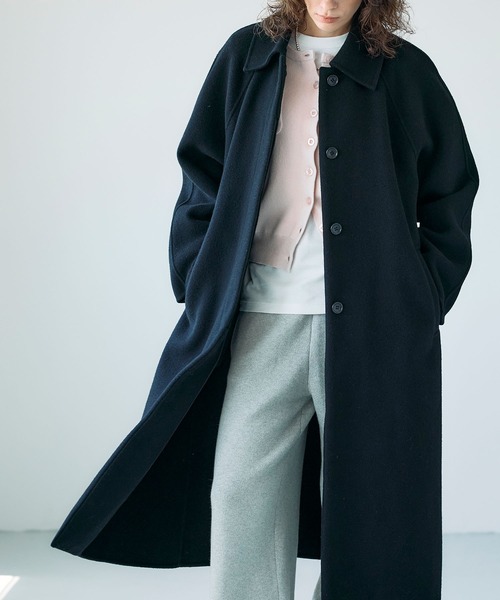 ウールメルトンステンカラーリバーコート（ステンカラーコート