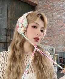 Burner（バーナー）の「【CHI SELECT】リボン＆スター飾り カラフル手編み風 耳当て イヤーマフ　chi-earmuff-7-14（イヤーマフ）」