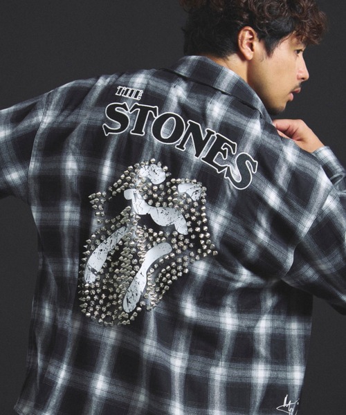 JACKROSE（ジャックローズ）の「B-TRS-Lips&Tongue スタッズオンブレチェックシャツ（シャツ/ブラウス・メンズ・ブラック/レッド・M/L）」の2枚目の写真