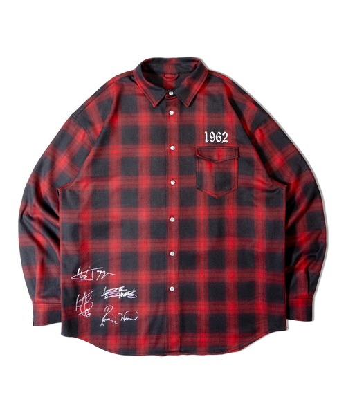 JACKROSE（ジャックローズ）の「B-TRS-Lips&Tongue スタッズオンブレチェックシャツ（シャツ/ブラウス・メンズ・ブラック/レッド・M/L）」の5枚目の写真