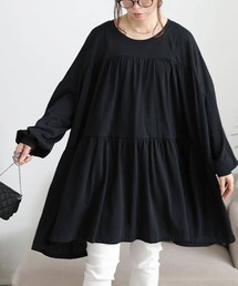 ティアードビッグチュニックTシャツ【大きいサイズ対応】