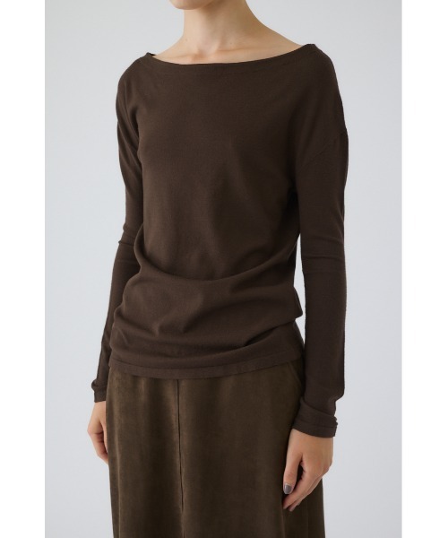 RIM.ARK（リムアーク）の「Soft touch off shoulder tops ソフトタッチオフショルダートップス（ニット/セーター・レディース・ブラウン/オフホワイト/ブラック/ライトブルー・FREE）」の4枚目の写真